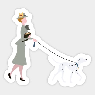 Lady And Her Dog Sticker